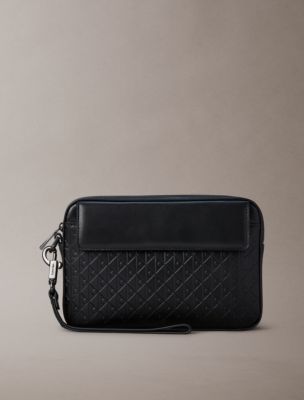 Мужская сумка Calvin Klein Allover Emblem Logo Pouch, цвет: Чёрный — фото 1