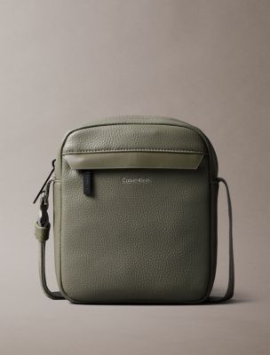 Pebbled Reporter Bag, Deep Lichen Green