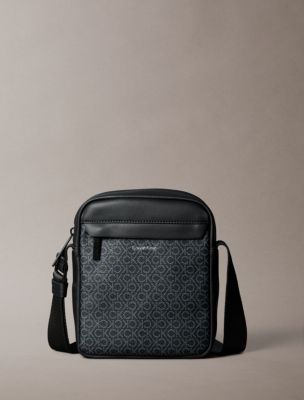 Allover Monogram Logo Reporter Bag, Black