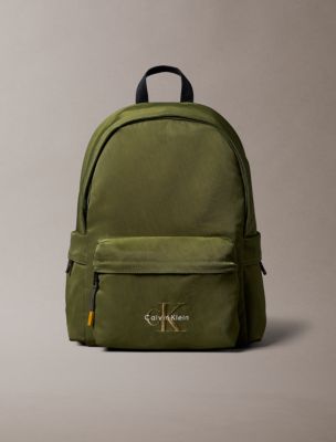 Nylon Monogram Logo Round Backpack, Thyme