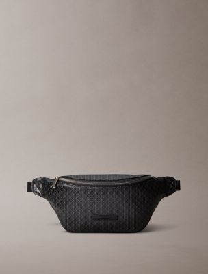 Allover Emblem Logo Belt Bag, Black Aop