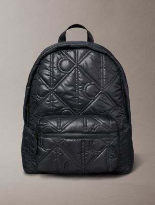 Puffer Monogram Logo Backpack, Black