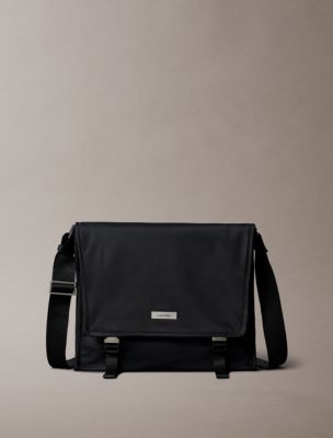 Matte Nylon Messenger Bag, Black