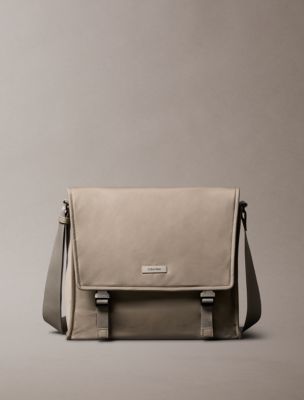 Matte Nylon Messenger Bag, Desert Taupe