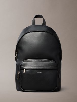 Raised Logo Round Backpack, Black