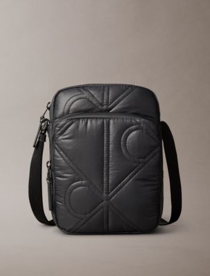 Puffer Monogram Logo Reporter Bag, Black