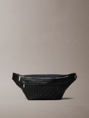 Embossed Allover Monogram Waistpack, Black