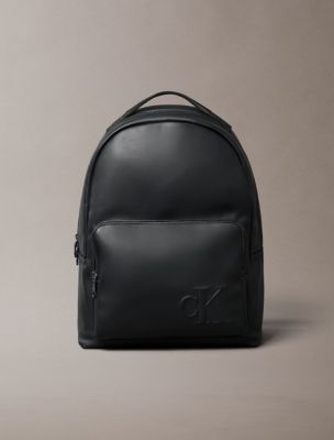 Embossed Monogram Logo Backpack, Black