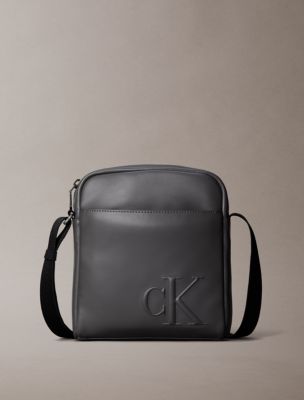 Embossed Monogram Reporter Bag, Granite Gray