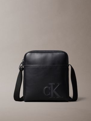 Embossed Monogram Logo Reporter Bag, Black