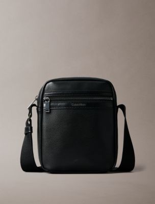 Textured Zip Reporter Bag, Black