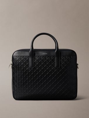 Embossed Monogram Logo Commuter Bag, Black