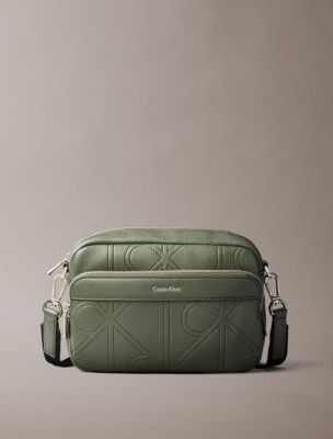 Allover Embossed Emblem Logo Camera Bag , Deep Depths