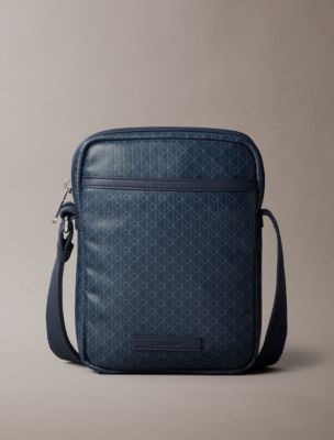 Allover Emblem Logo Reporter Bag, Blue Nights Aop