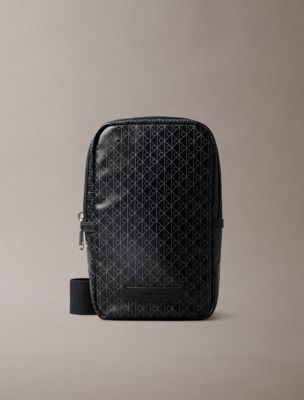 Allover Emblem Logo Sling Bag, Black Aop