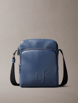 Embossed Monogram Zip Pocket Reporter Bag, Blue Nights