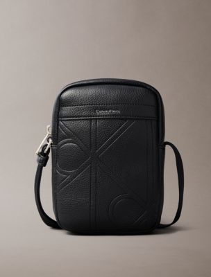 Allover Embossed Emblem Logo Slim Reporter Bag