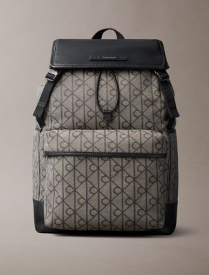 Emblem Jacquard Backpack, Lotus Beige / Black Aop