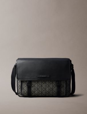 Emblem Jacquard Messenger Bag, Lotus Beige / Black Aop