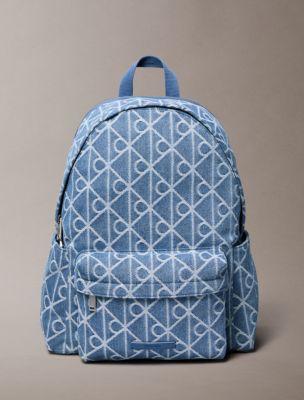 Denim Allover Emblem Logo Backpack, Denim Jqd Medium Wash