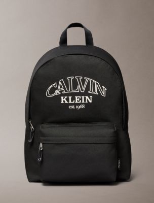 Bold Logo Graphic Round Backpack, Black