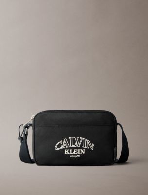 Curved Logo Graphic Camera Bag, Black