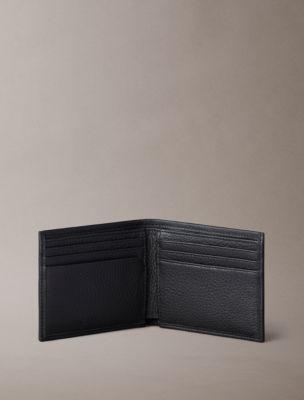 Мужской кошелёк Calvin Klein Pebble Grain Leather Bifold, цвет: Чёрный — фото 3