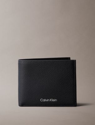 Pebble Grain Leather Bifold Wallet, Black