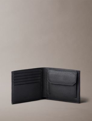 Мужской кошелёк Calvin Klein Pebble Grain Leather Bifold with Coin Pouch, цвет: Чёрный — фото 3