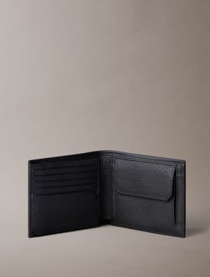 Мужские кошельки Calvin Klein Pebble Grain Leather Trifold Wallet with Coin Pouch — фото 3