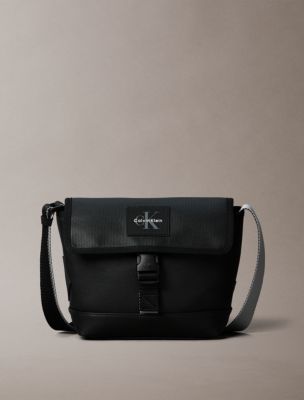 Textured Mix Flap Crossbody Bag, Black