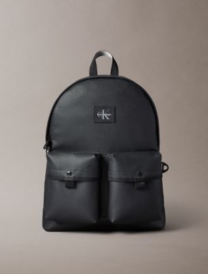 Textured Mix Flap Backpack, Black