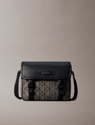 Emblem Jacquard Small Messenger Bag, Lotus Beige / Black Aop