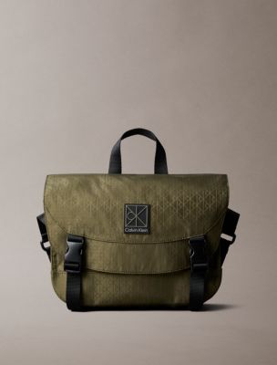 Utility Emblem Logo Messenger Bag, Olive Night