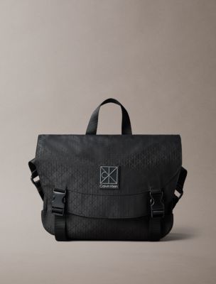 Utility Emblem Logo Messenger Bag, Black