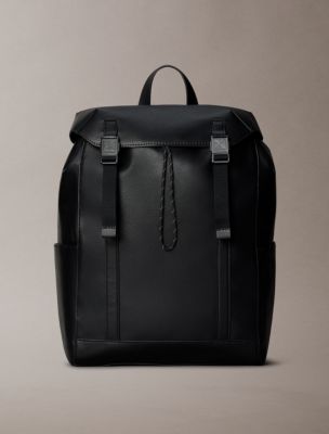 Emblem Logo Flap Backpack, Black