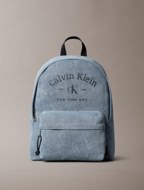 Calvin Klein Arch Logo Denim Round Backpack