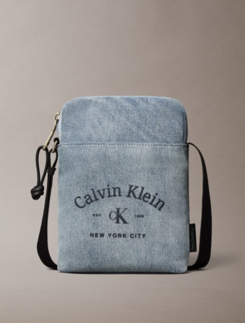 Calvin Klein Arch Logo Denim Reporter Bag