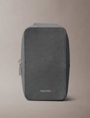 Refined Saffiano Phone Crossbody Bag, Granite Gray