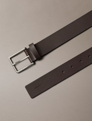 Мужской ремень Calvin Klein Classic Leather Belt, цвет: Коричневый / Состаренный серебряный — фото 2