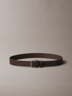 Мужской ремень Calvin Klein Classic Leather Belt, цвет: Коричневый / Состаренный серебряный — фото 3
