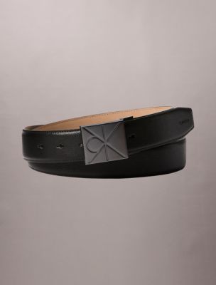 Emblem Logo Plaque Belt, Black / Matte Gunmetal