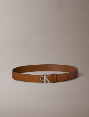 Мужской ремень Calvin Klein Monogram Logo, цвет: Коньячный / Оловянный — фото 3