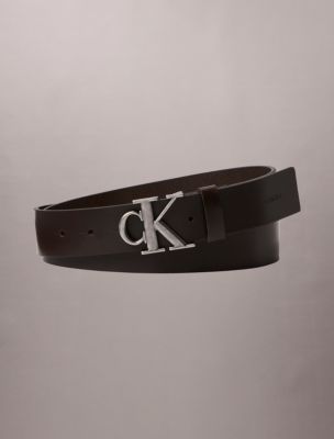 Monogram Logo Belt, Ck Dark Brown/Antique Silver
