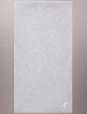 Monogram Embroidery Fine Rib Scarf, Grey Heather