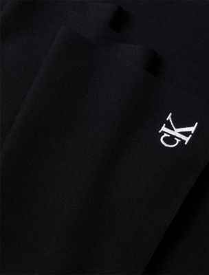 Мужской шарф Calvin Klein Monogram Embroidery Fine Rib, цвет: Чёрный — фото 2