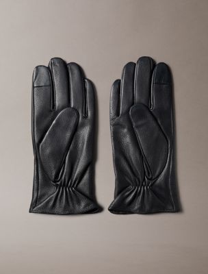 Мужские перчатки Calvin Klein Pebble Leather Gloves, цвет: Чёрный — фото 2