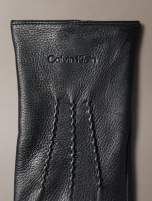 Мужские перчатки Calvin Klein Pebble Leather Gloves, цвет: Чёрный — фото 3