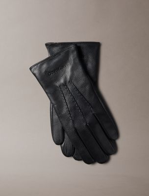 Pebble Leather Gloves, Black