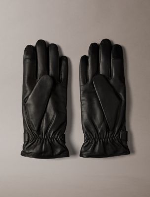 Мужские перчатки Calvin Klein Smooth Leather Strap Gloves, цвет: Чёрный — фото 2